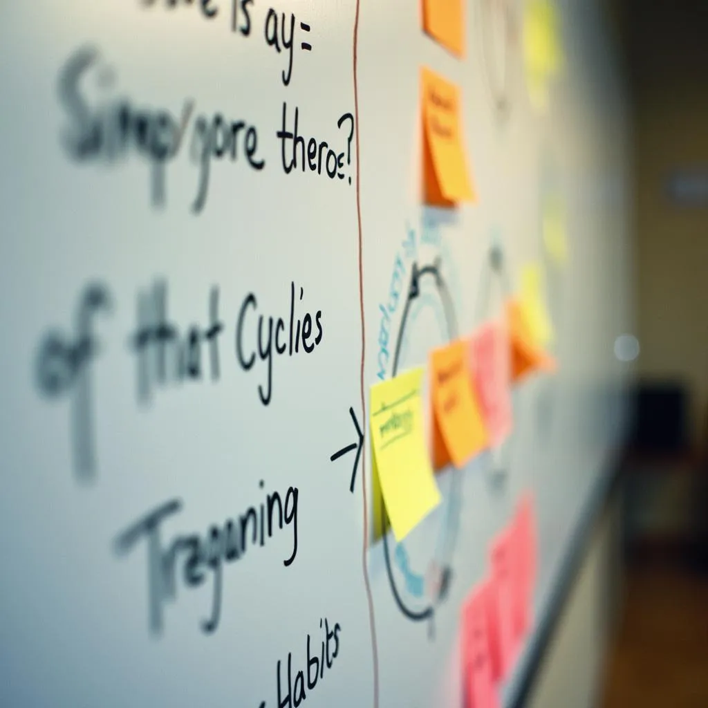 Tableau blanc avec des diagrammes sur la formation d'habitudes